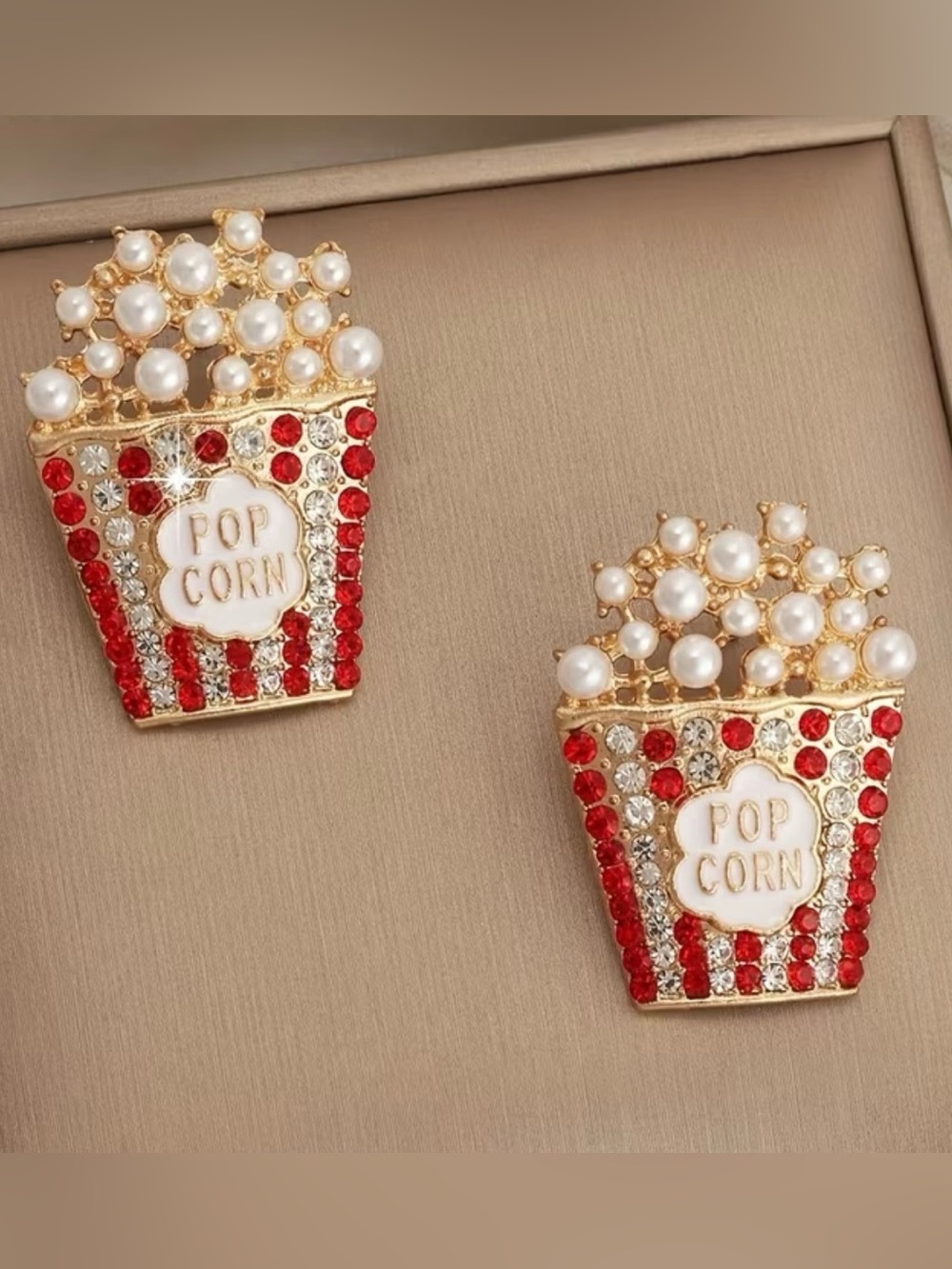 Pearl & Crystal Popcorn Stud Earrings - Picture 3 of 4